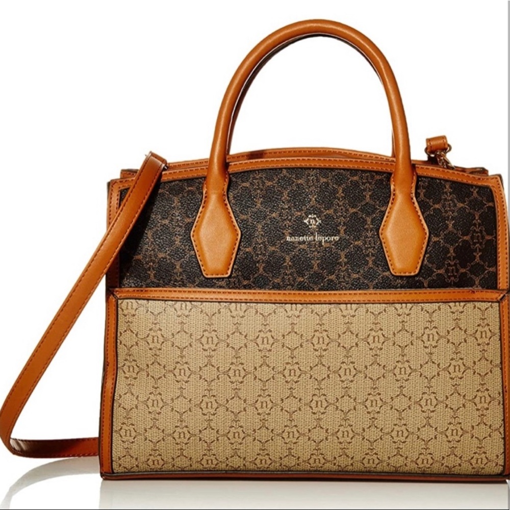 Nanette Lepore Multi Brown Logo Satchel Handbag
